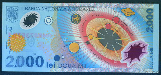 Румыния 2000 лей 1999 пластик полимер UNC