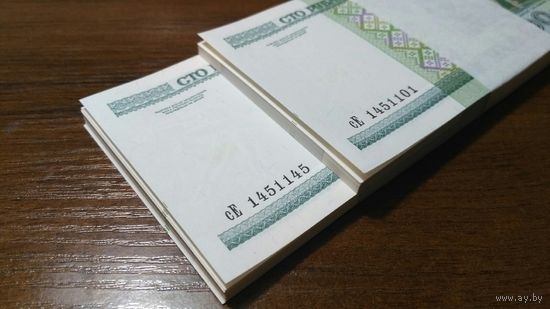 Беларусь, 100 рублей 2000 год, (Корешок - 100 шт.), UNC