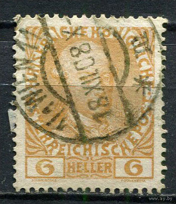 Австро-Венгрия - 1908 - Император Леопольд II - 6H - [Mi.143x] - 1 марка. Гашеная.  (Лот 20EM)-T7P4