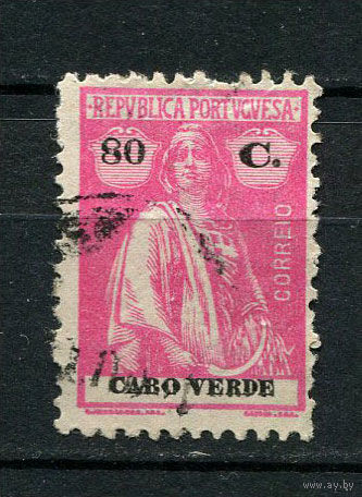 Португальские колонии - Кабо-Верде - 1921/1922 - Жница 80C - [Mi.190a] - 1 марка. Гашеная.  (Лот 110BK)