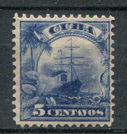 Куба, американская почта - 1899г. - ландшафты, корабль, 5 с - 1 марка - чистая, без клея. Без МЦ!
