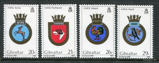 Гибралтар 1984 Mi 481-84 Корабли Гербы Милитария ВМФ Фауна Птицы Собаки Дракон **\\7