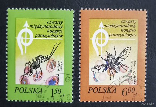 Польша 1978 г. Международный Конгресс паразитологов. Насекомые, полная серия из 2 марок #0193-Л1P12