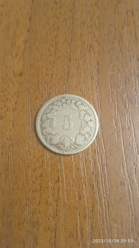 Швейцария 5 раппен 1850