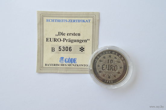 Памятный жетон. 10 евро 1998, Германия.