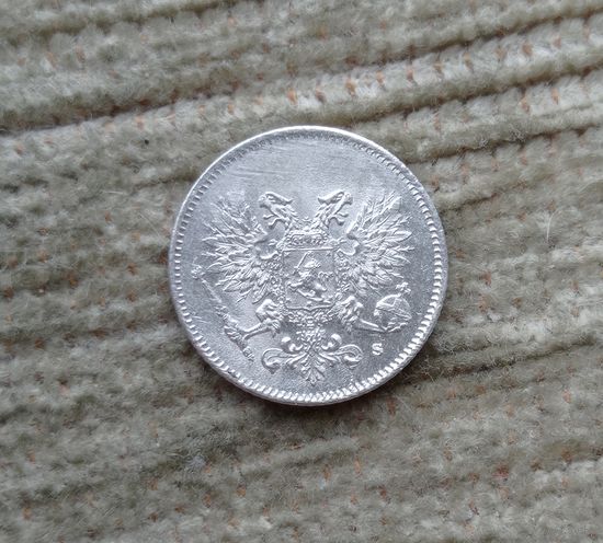 Werty71 Россия для Финляндии 25 пенни 1917 без короны серебро Блеск