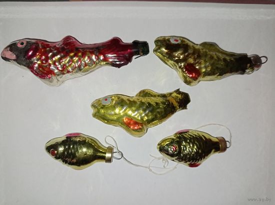 Ёлочные игрушки СССР, рыбка - ёлочная советская игрушка. Рыбки, золотая рыбка.