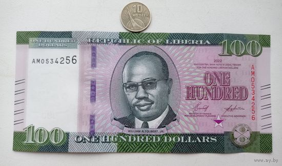 Werty71 Либерия 100 долларов 2022 UNC банкнота