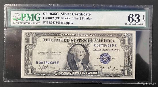 1 доллар 1935C UNC PMG 63 EPQ