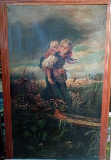 Копия Маковского "Дети бегут от грозы", 1958г. х.м. 113х65 без рамы. 72х124 с рамой. ТОРГ