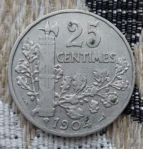 Франция 25 сентим (центов) 1904 года