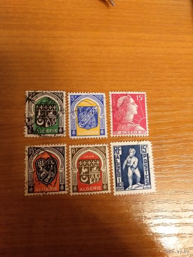 6 марок французской колонии Алжир герб (2-14)