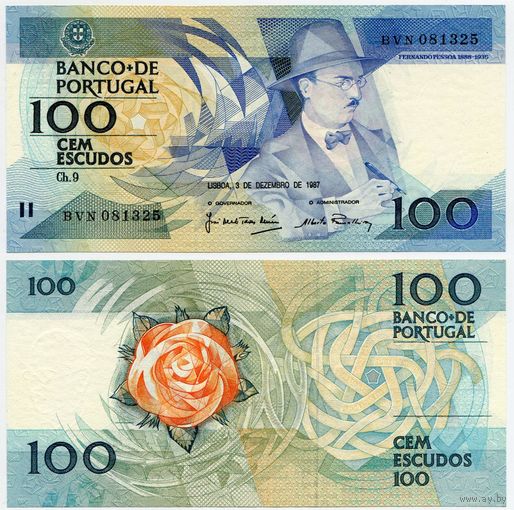 Португалия. 100 эскудо (образца 03.12.1987 года, P179d, подпись 3, UNC)