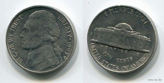 США. 5 центов (1993, буква D, XF)
