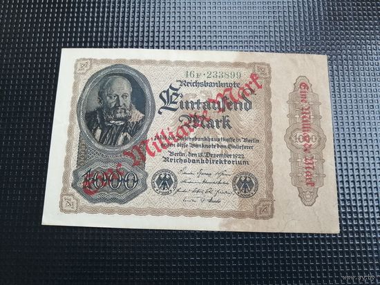 Германия 1000 марок 1922 с надпечаткой