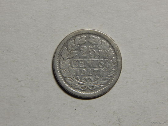 Нидерланды 25 центов 1917г