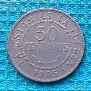 Боливия 50 центавос (центов) 1995 года, UNC