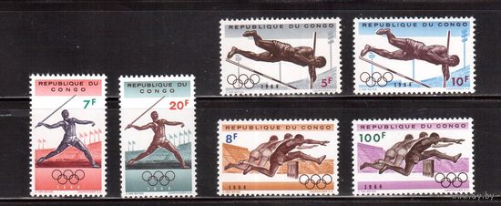 Конго-1964,(Мих.169-174)  ** (1 м - * ) , Спорт, ОИ-1960