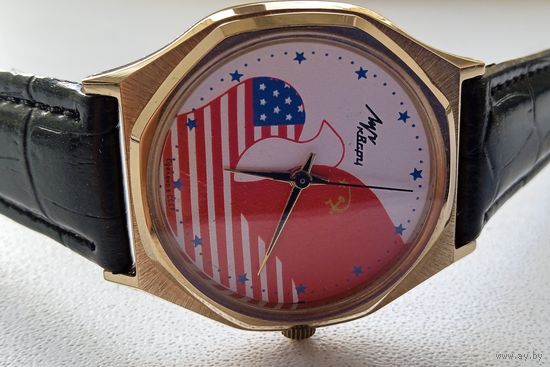 Редкие часы "Луч-Дружба" не ношеные золочение+Новый кожаный ремешок в подарок с 1 Рубля без мц!!