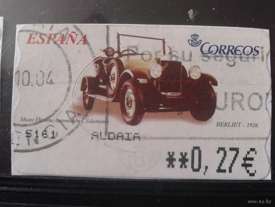 Испания 2003 Автоматная марка Берлиэт 1926 г. 0,27 евро Михель-1,5 евро гаш
