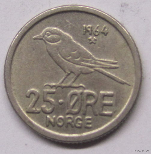 Норвегия 25 эре 1964 г