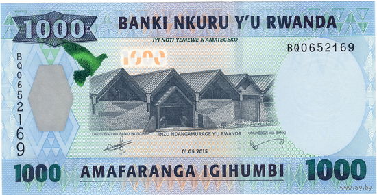 Руанда, 1000 франков, 2015 г., UNC