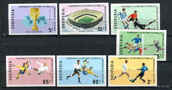 Албания - 1970 - Чемпионат мира по футболу - (на клее есть отпечатки пальцев) - [Mi. 1418B-1424B] - полная серия - 7 марок. MNH.  (Лот 145BK)