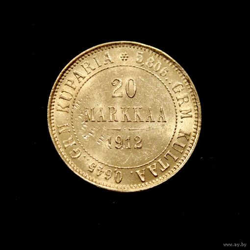 20 марок 1912. Финляндия, Николай II. Штемпельный блеск!
