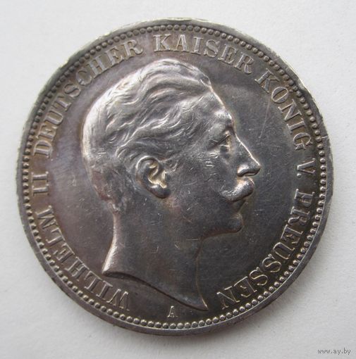 Пруссия  3 марки 1912  серебро .29-316