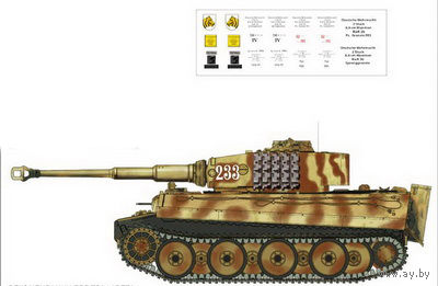 Декали для модели танка - ширина декали 55 мм. (1/35) технологические надписи танк Тигр I