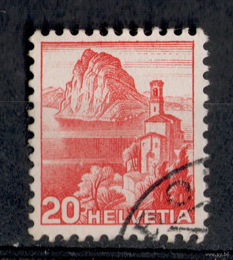 Швейцария  1938  Архитектура. Пейзажи. Церковь и гора Монте-Сан-Сальваторе - [Mi. 327]