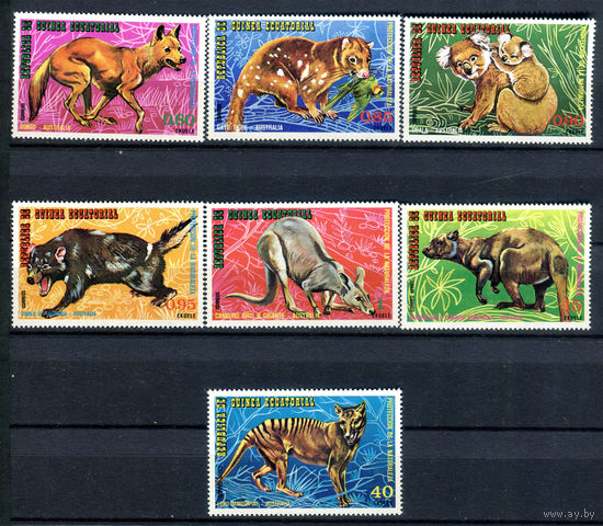 Экваториальная Гвинея - 1974г. - Австралийские животные - полная серия, MNH, одна марка с отпечатком на клее [Mi 467-473] - 7 марок