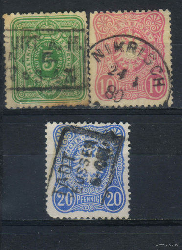 Германия Имп 1875 Корона Герб Номинал Рfennige Стандарт #31,33,34