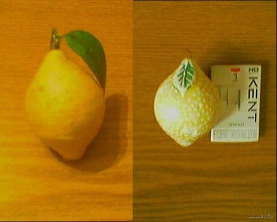 Елочные игрушки из ваты и пенопласта "Лимон" цитрус лимончик. (возможен обмен)