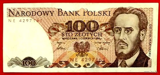100 Злотых 1986 год Польша * серия NЕ * XF * EF