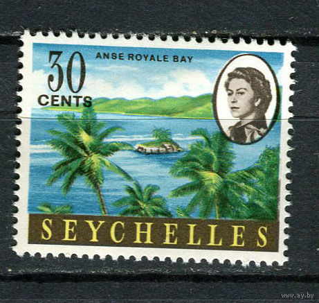 Британские колонии - Сейшелы - 1968 - Королева Елизавета II. Залив Анс Рояль 30С - [Mi.243] - 1 марка. MH.  (Лот 88Di)