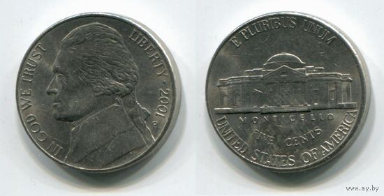 США. 5 центов (2001, буква P)
