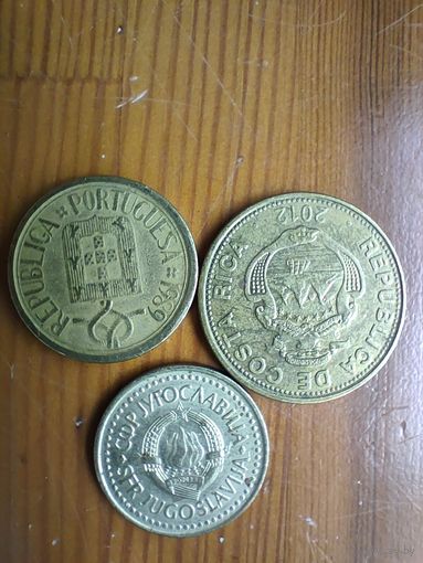 Косто Рико 50 колонов 2012, Югославия 2 динара 1985, Португалия 10 эскудо 1989-25