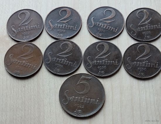 Лот монет Латвии.