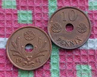 Финляндия 10 пенни 1941 года, UNC. II Мировая война.