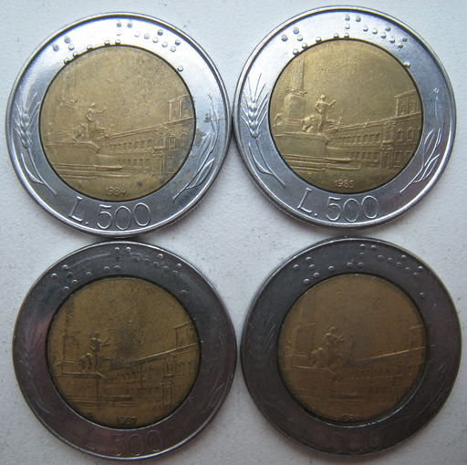 Италия 500 лир 1985, 1987, 1988 гг. Цена за 1 шт. (g)