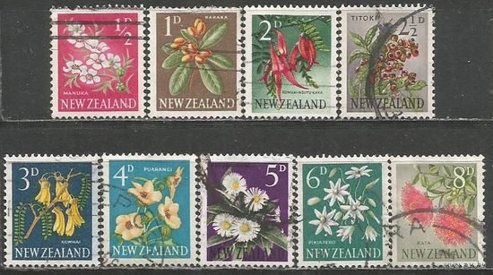 Новая Зеландия. Цветы островов. 1960г. Mi#392-400.
