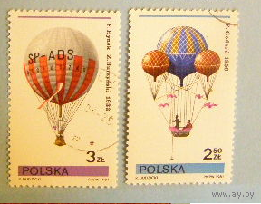 Польша. Воздушные шары. ( 2 марки ) 1981 года