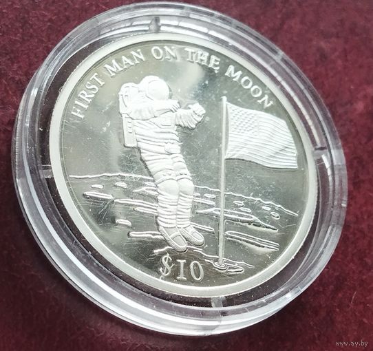 Либерия 10 долларов, 2000 Первый человек на Луне
