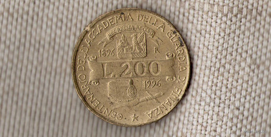 Италия 200 лир 1996/100 лет Академии таможенной службы