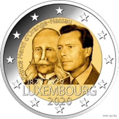 2 Евро Люксембург 2020  200 лет со дня рождения Генриха Оранско-Нассауского UNC из ролла