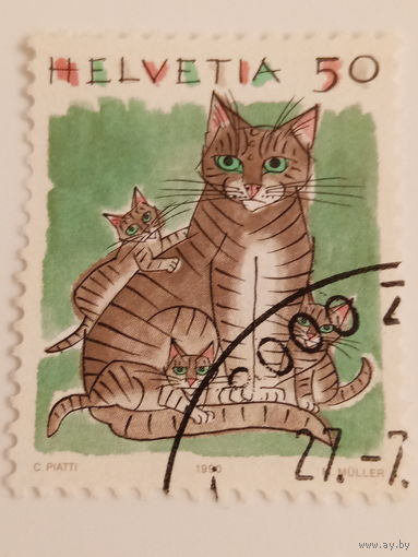Швейцария 1990. Домашние животные. Кошки