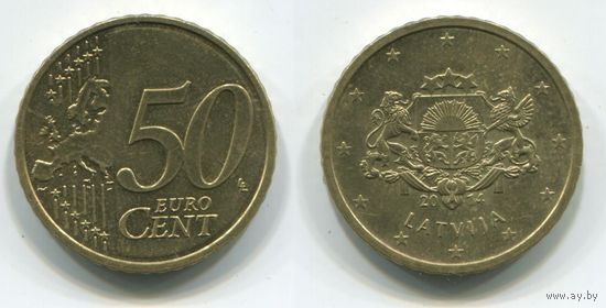 Латвия. 50 евроцентов (2014, XF)