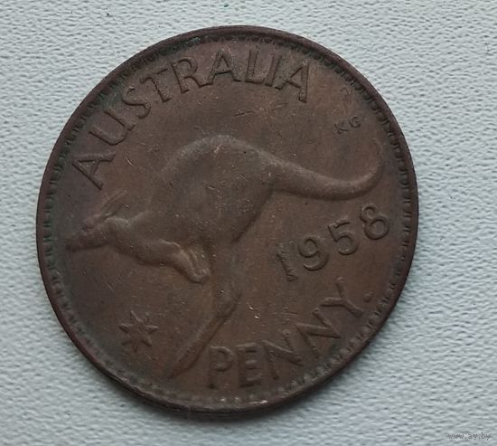 Австралия 1 пенни, 1958 - точка,  Перта 5-14-7