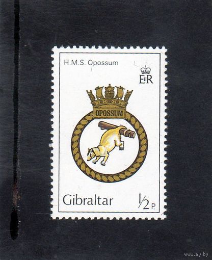 Гибралтар.Ми-447. Корабль ее величества "Опоссум". Флот. Герб. 1982.